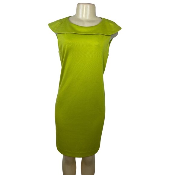 Premier Lime Green Sleeveless Sheath Dress W/ Collar Detail Size 6 - Picture 1 of 8